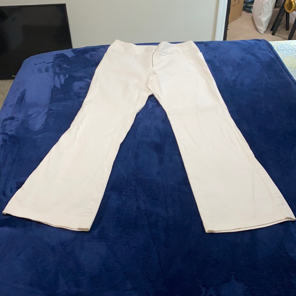 White flared leg pants